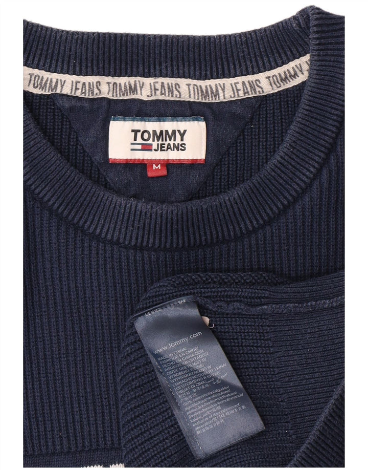 TOMMY HILFIGER Mens Graphic Crew Neck Jumper Sweater Medium Navy Blue