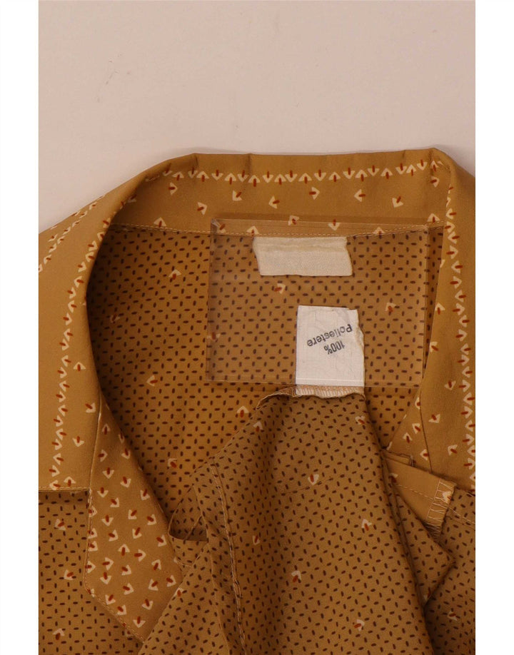 Vintage γυναικείο πουκάμισο μπλούζα UK 14 Large καφέ γεωμετρικός πολυεστέρας