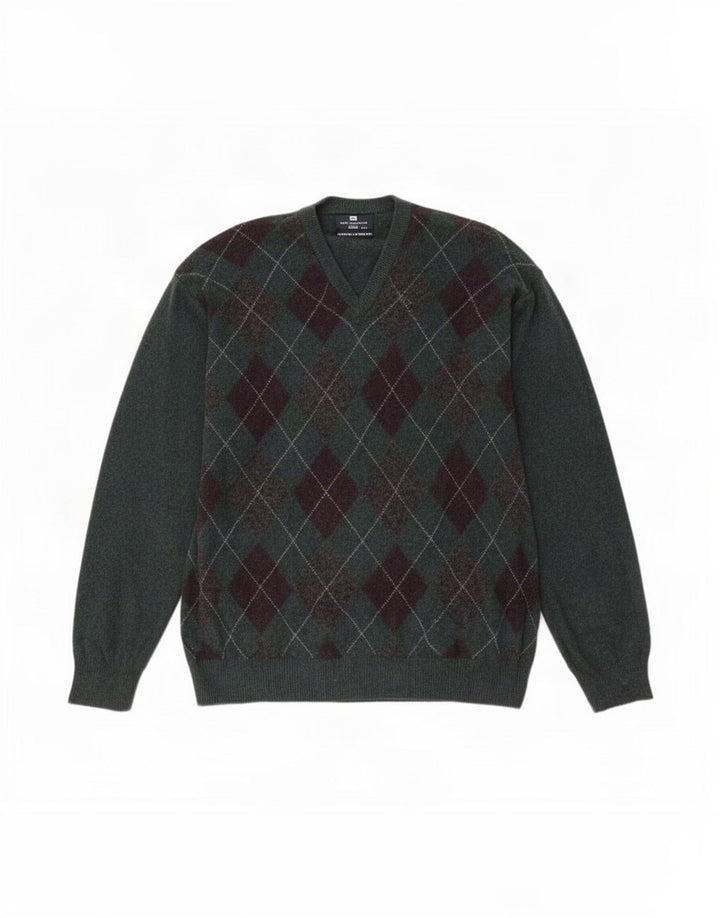 Ανδρικό πουλόβερ Marks & Spencer Blue Harbor με λαιμόκοψη 2XL πράσινο