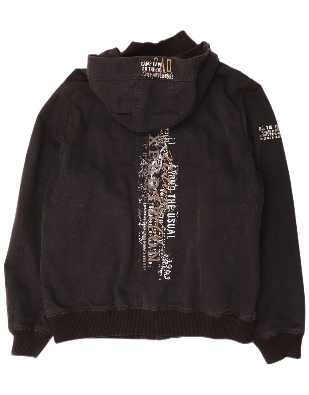 Camp David Mens Graphic Bomber Jacket UK 42 XL Μαύρο βαμβακερό