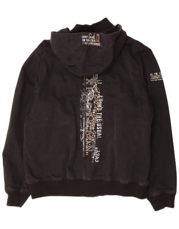 Camp David Mens Graphic Bomber Jacket UK 42 XL Μαύρο βαμβακερό