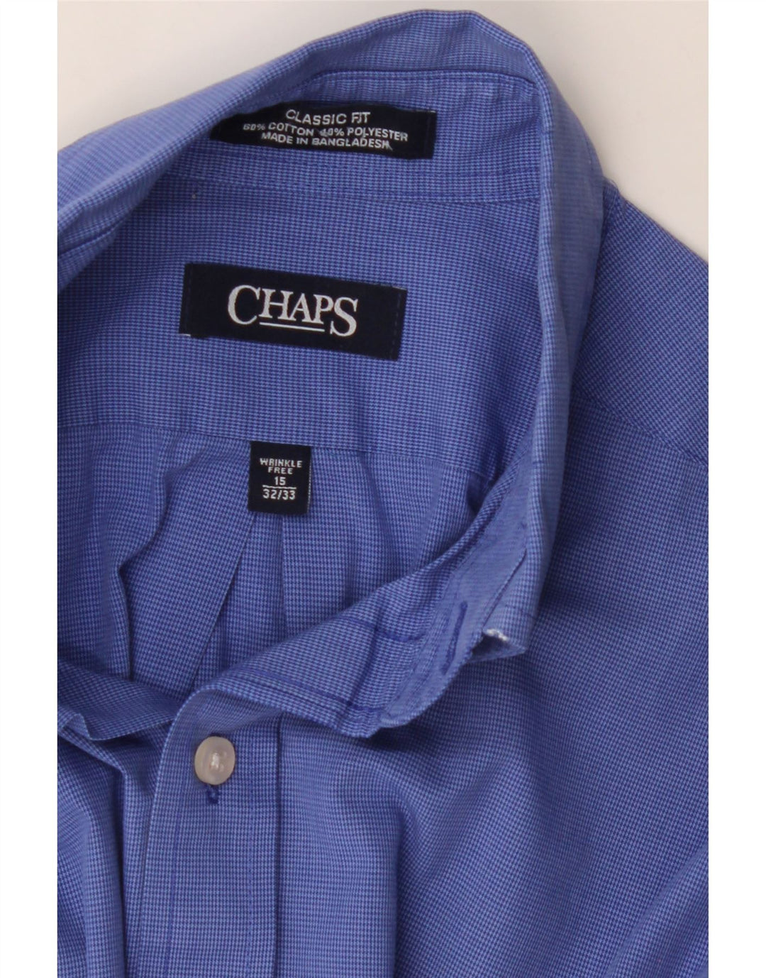 CHAPS Mens Classic Fit Shirt Size 15 Medium Blue Cotton Vintage Chaps and Second-Hand Chaps from Messina Hembry 