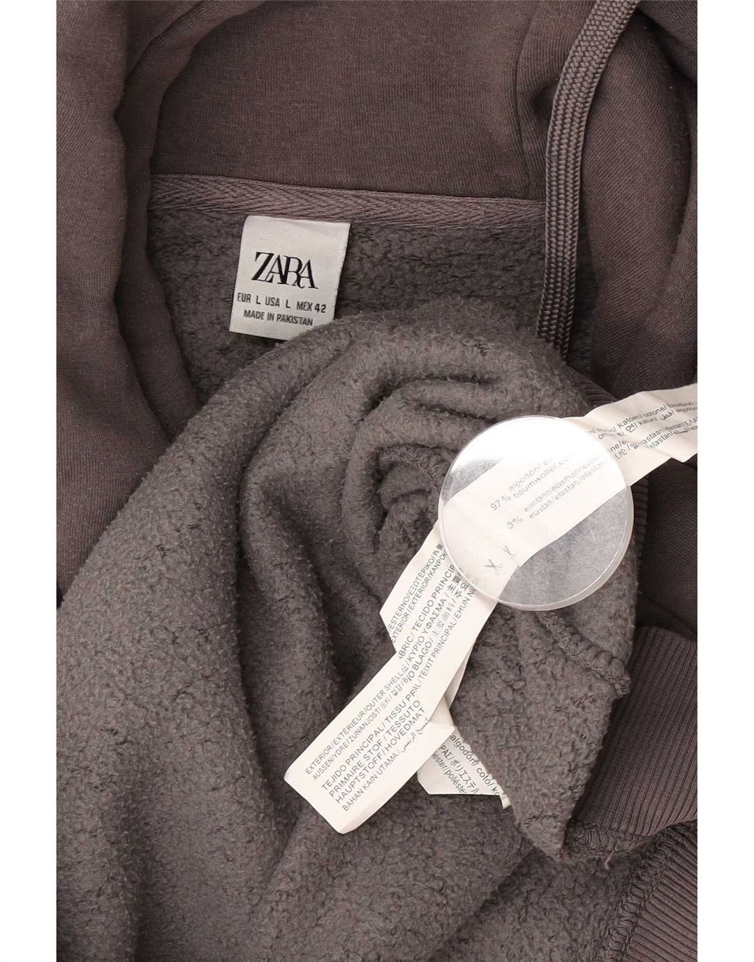 Zara Ανδρικό Hoodie Jumper Μεγάλο Γκρι Βαμβακερό
