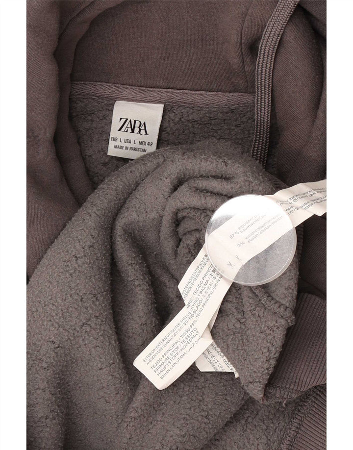 Zara Ανδρικό Hoodie Jumper Μεγάλο Γκρι Βαμβακερό