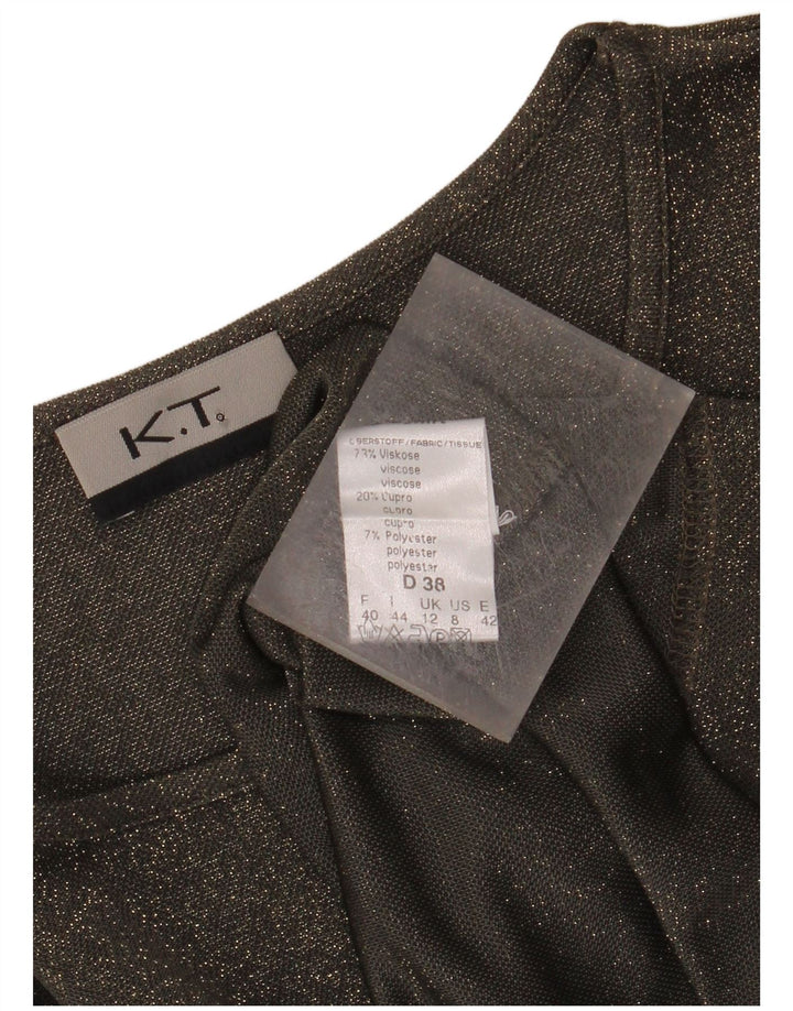 VINTAGE Γυναικείο τοπ μακρυμάνικο UK 12 Βισκόζη μεσαίου πράσινου χρώματος