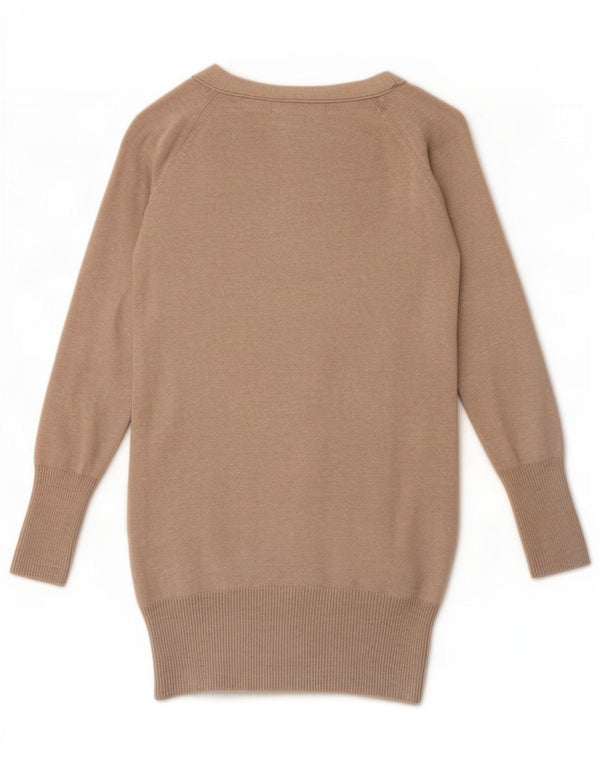 Zara Γυναικείο πουλόβερ ζακέτα Longline UK 10 Small Beige Flecked Cotton