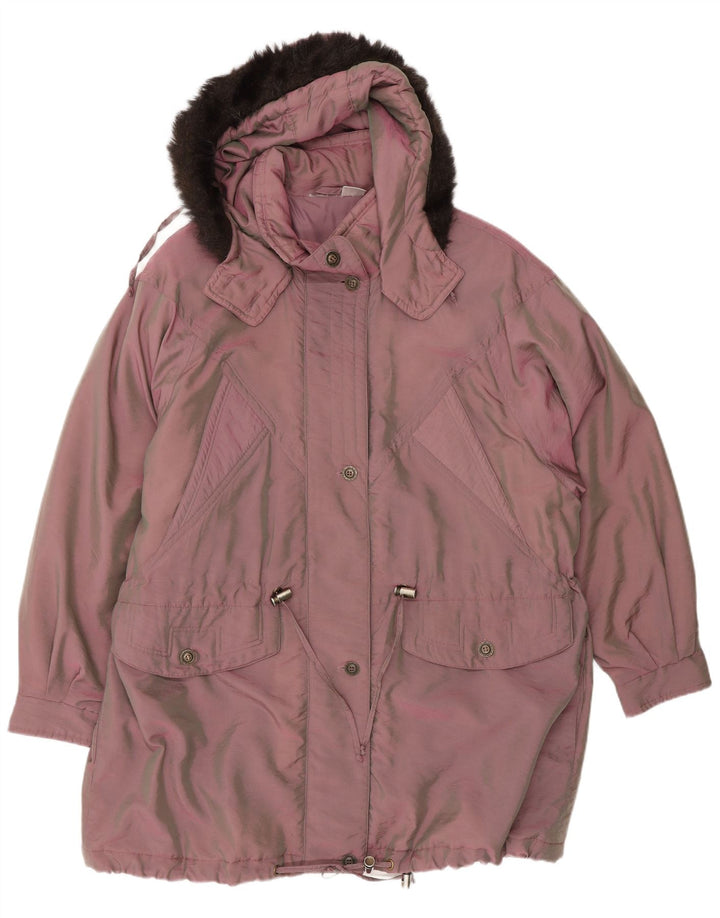 Vintage γυναικείο μπουφάν με κουκούλα Parka μεγάλου μεγέθους EU 44 XL Pink