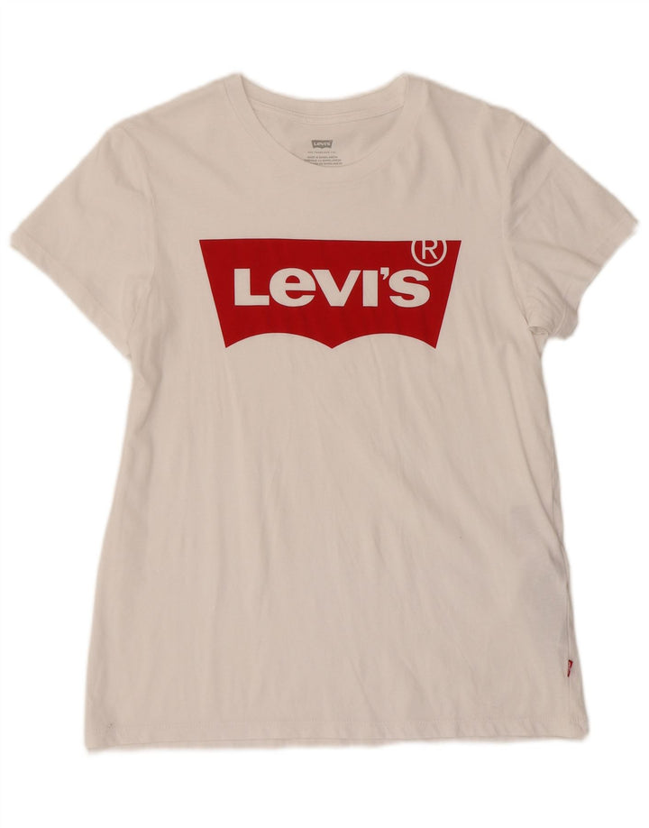 Γυναικείο γραφικό μπλουζάκι LEVI'S Top UK 10 μικρό λευκό βαμβακερό