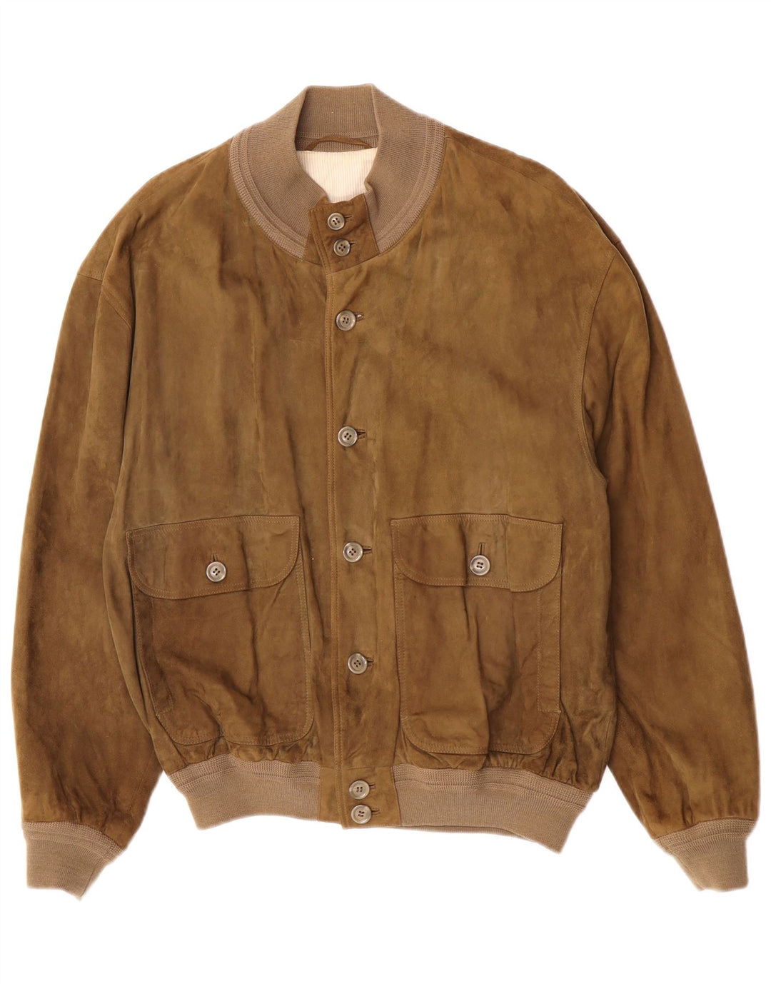 Vintage Ανδρικό Suede Bomber Jacket EU 50 Large Khaki Leather