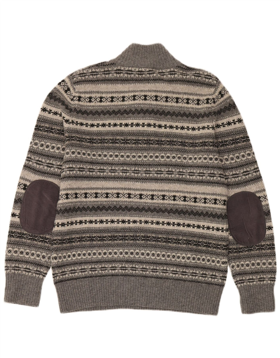 Crew Clothing Ανδρικό πουλόβερ με λαιμό με κουμπιά Large Grey Fair Isle
