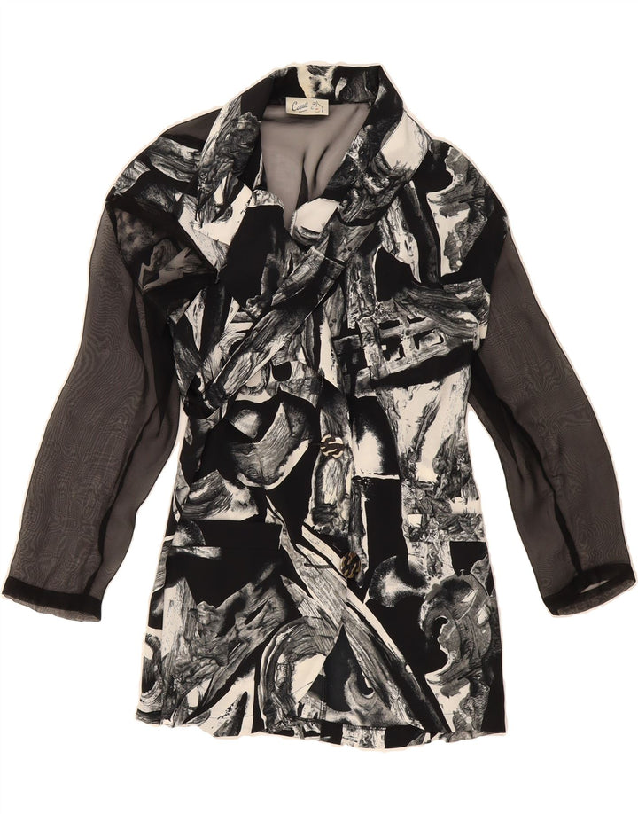 VINTAGE Womens Abstract Pattern 3/4 Sleeve Tunic Top One Size Black Vintage Vintage and Second-Hand Vintage from Messina Hembry 