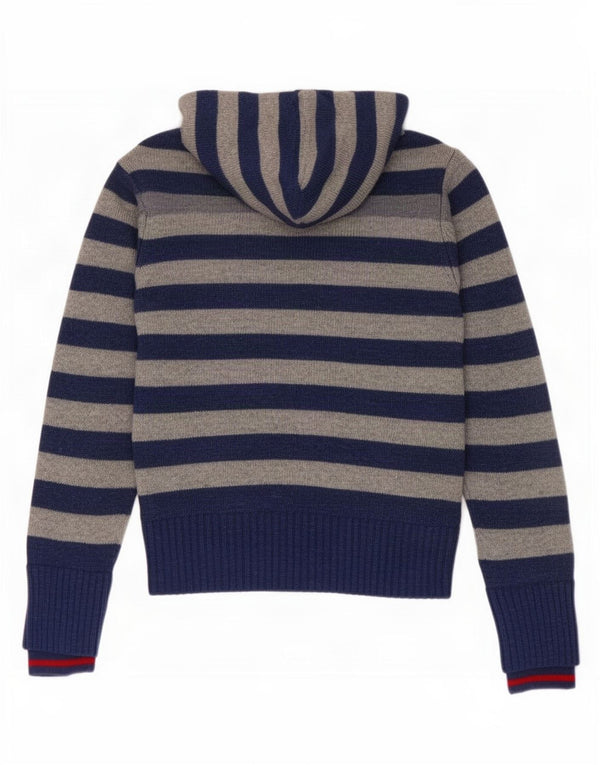 Woolrich γυναικείο πουλόβερ με κουκούλα UK 14 μεσαίο μπλε ριγέ μαλλί