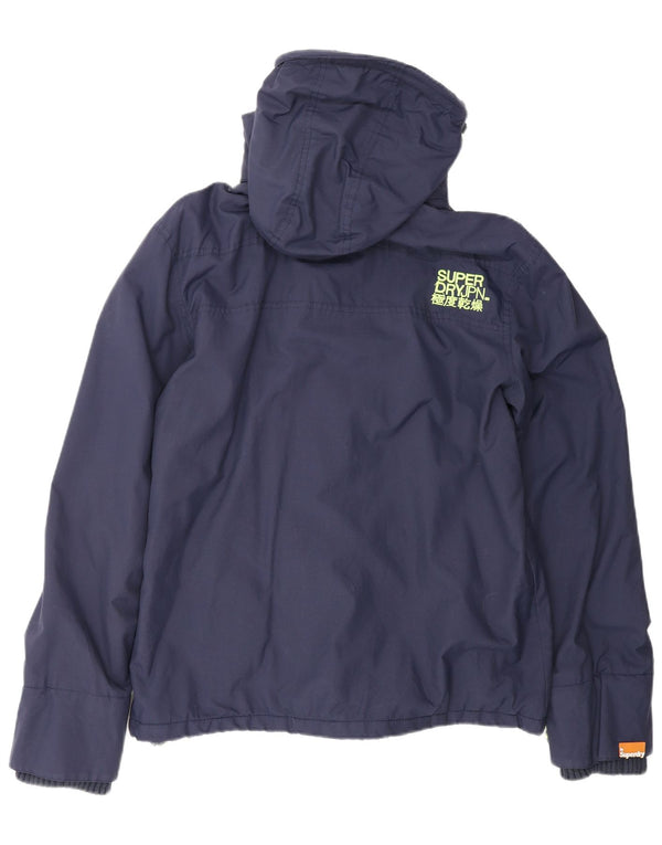 SUPERDRY Mens The Windcheater Hooded Rain Jacket UK 42 XL Navy Blue Nylon