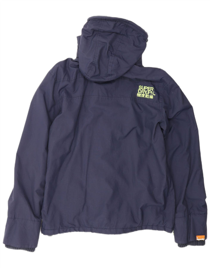 SUPERDRY Mens The Windcheater Hooded Rain Jacket UK 42 XL Navy Blue Nylon