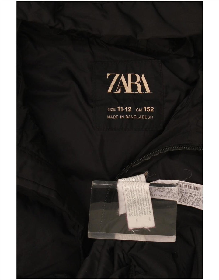 Zara Girls Hooded Jacket 11-12 Years Black Polyester