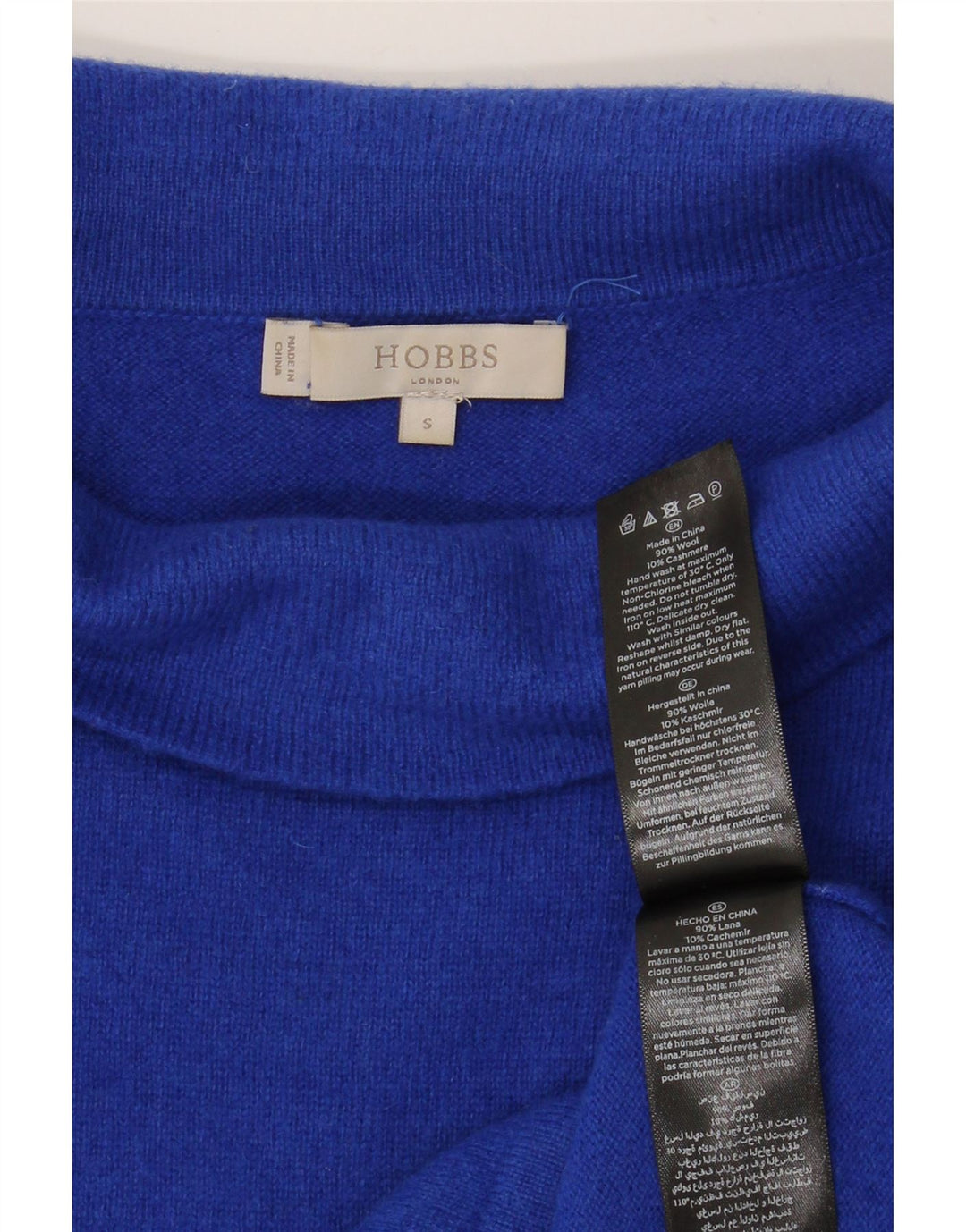 HOBBS Γυναικείο πουλόβερ με ρολό λαιμόκοψη UK 10 Small Blue Wool