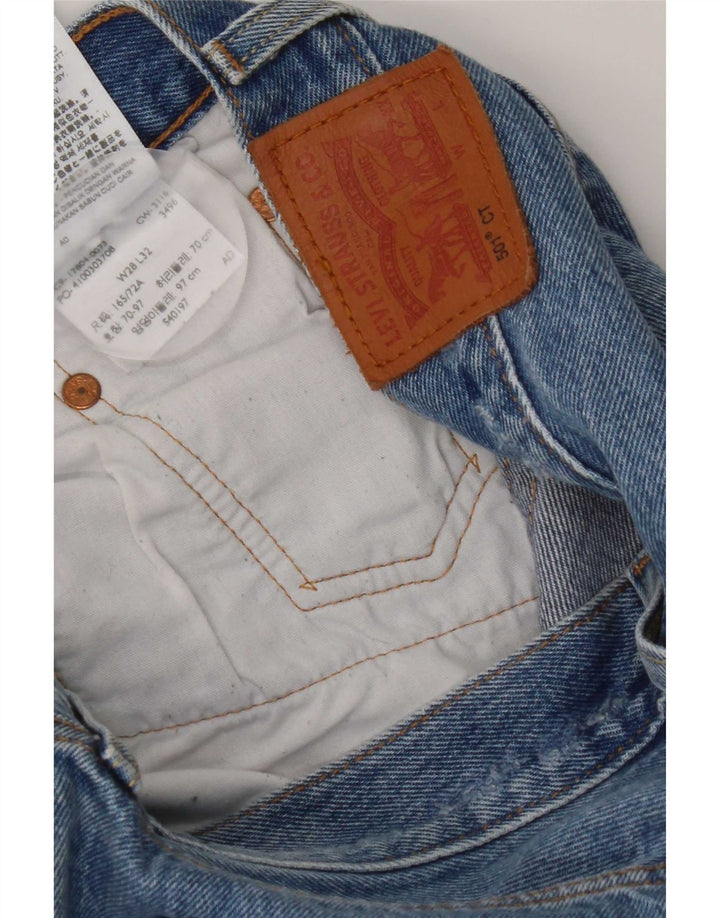 Levi's Womens 501 Distressed Straight Jeans W28 L32 Μπλε βαμβακερό