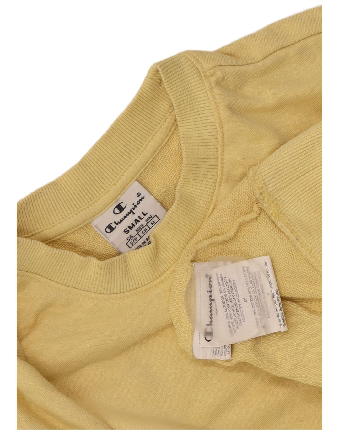 Champion Γυναικείο Φούτερ μεγάλου μεγέθους Jumper UK 10 Small κίτρινο βαμβακερό