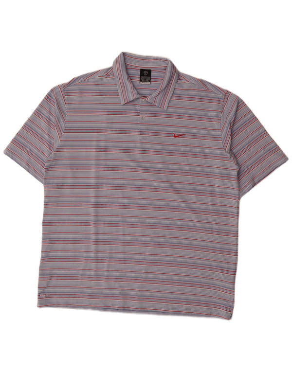 Ανδρικό μπλουζάκι πόλο Nike UK 45/47 XL μπλε ριγέ πολυεστέρα