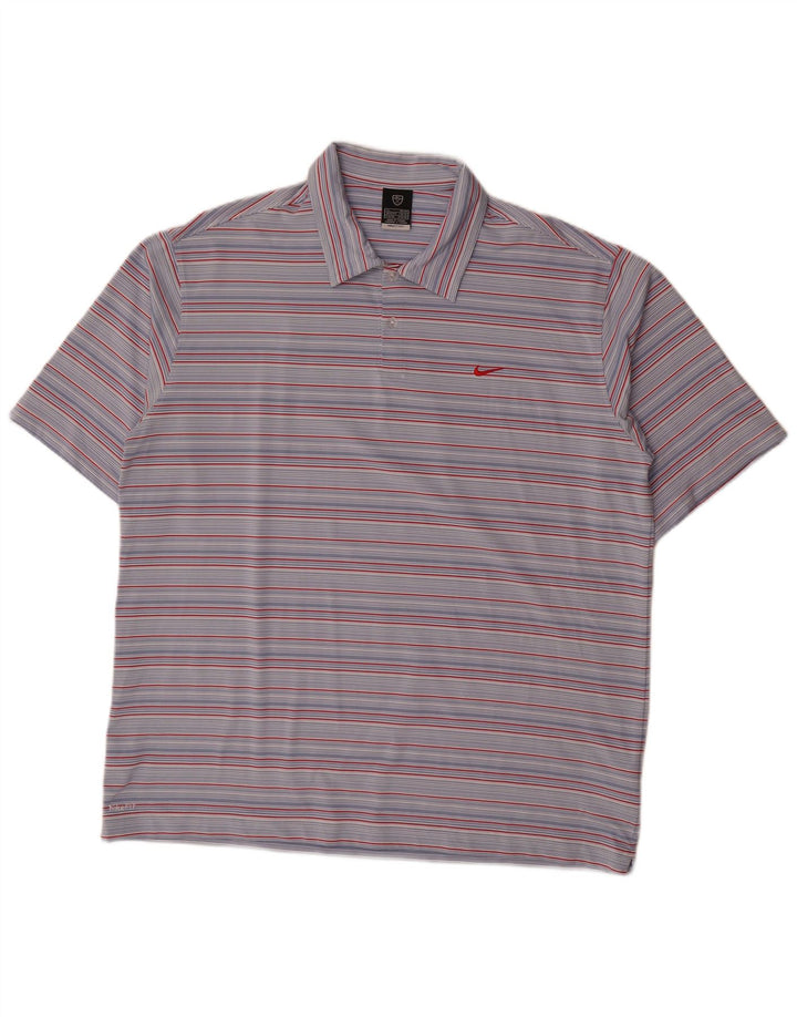 Ανδρικό μπλουζάκι πόλο Nike UK 45/47 XL μπλε ριγέ πολυεστέρα