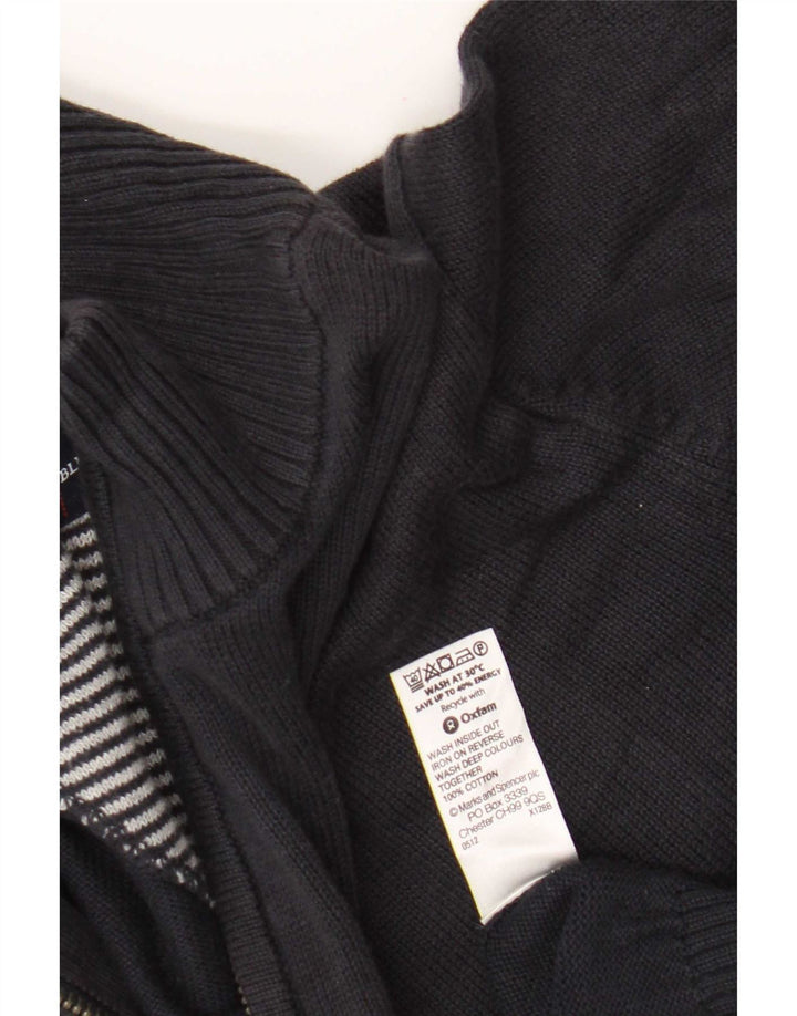 Ανδρικό πουλόβερ Marks & Spencer με φερμουάρ, μεσαίο μπλε βαμβακερό