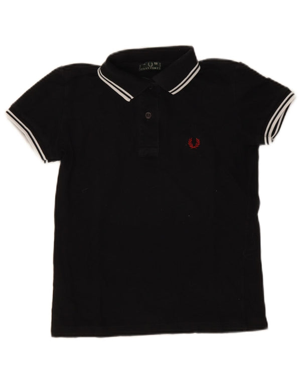 Fred Perry Γυναικείο Crop Polo πουκάμισο UK 6 XS μαύρο βαμβακερό