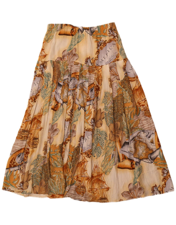 Vintage Γυναικεία Γραφική Φούστα XL W34 Μπεζ φλοράλ βισκόζη