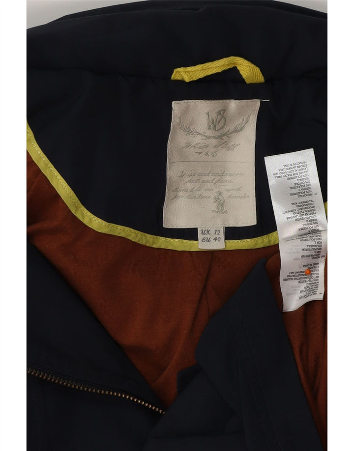 WHITE STUFF Γυναικείο μπουφάν παρκά με κουκούλα UK 12 μεσαίο μπλε ναυτικό πολυεστέρας