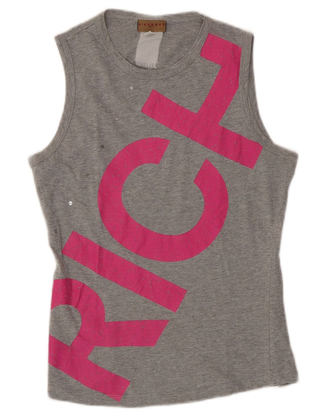 Richmond Γυναικείο Crop Graphic Vest Top UK 12 Medium Grey
