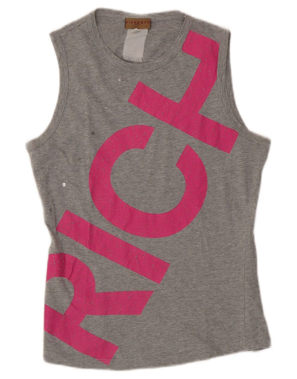 Richmond Γυναικείο Crop Graphic Vest Top UK 12 Medium Grey
