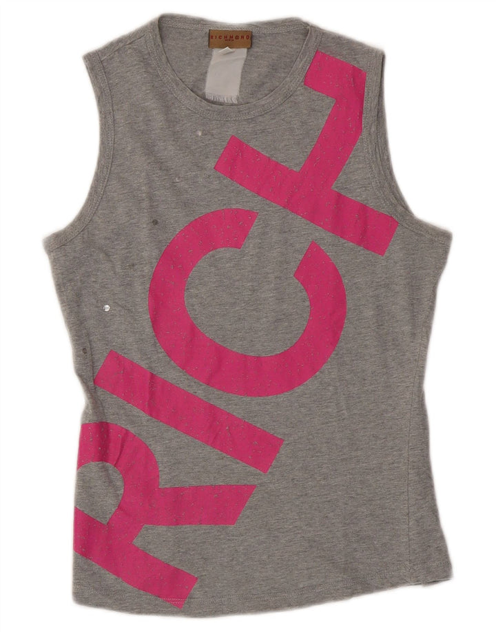Richmond Γυναικείο Crop Graphic Vest Top UK 12 Medium Grey