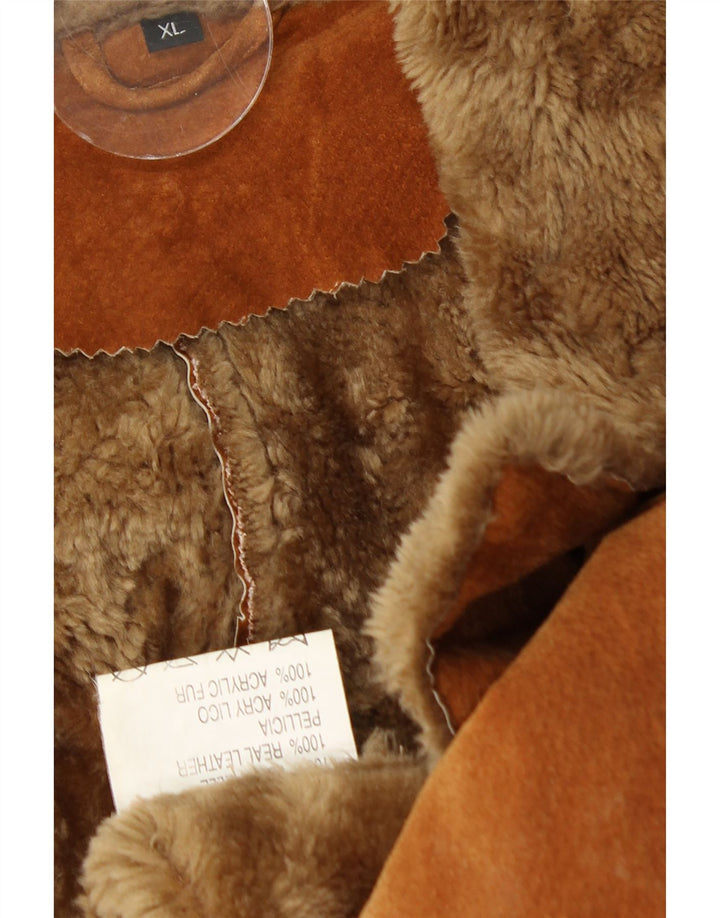 Vintage Γυναικείο Παλτό Shearling UK 18 XL Καφέ Δέρμα