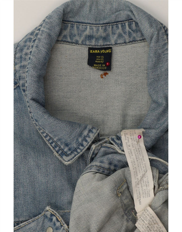 ZARA Ανδρικό Τζιν Μπουφάν UK 42 XL Μπλε Βαμβακερό