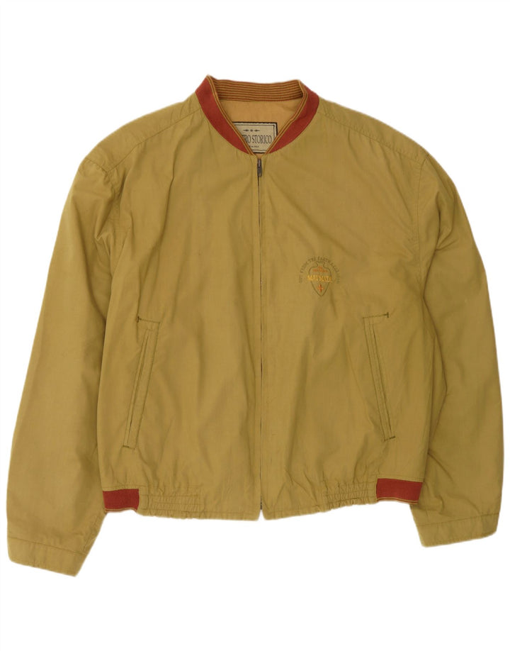 VINTAGE Mens Bomber Jacket IT 54 2XL Khaki Cotton