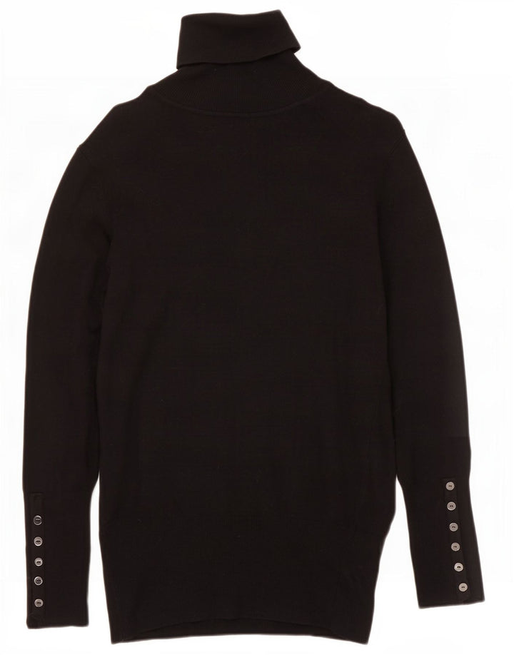 Zara Γυναικείο πουλόβερ με ρολό λαιμόκοψη UK 14 Large Black Rayon