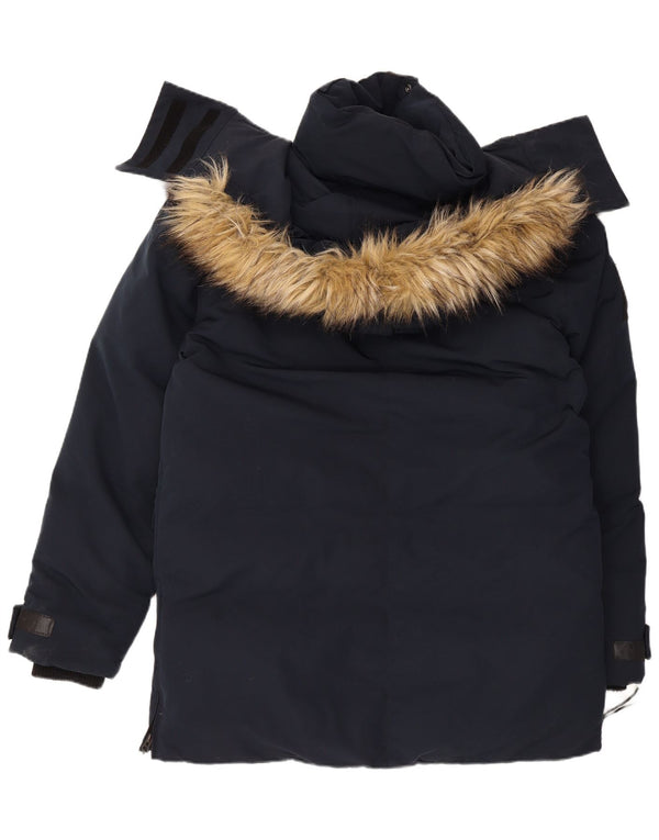Superdry Ανδρικό παλτό με κουκούλα UK 40 Large Navy Blue Polyester