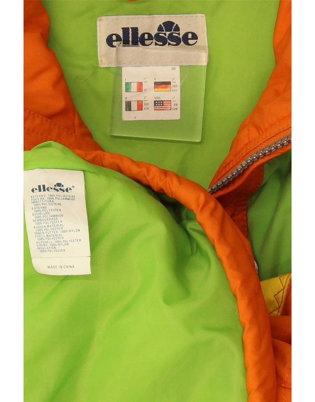 Ellesse γυναικείο τζάκετ σκι με κουκούλα IT 42 μεσαίου πορτοκαλί χρώματος