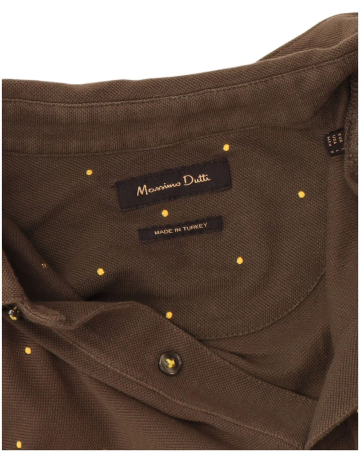 Ανδρικό μπλουζάκι πόλο Massimo Dutti με μεγάλο χακί με στίγματα
