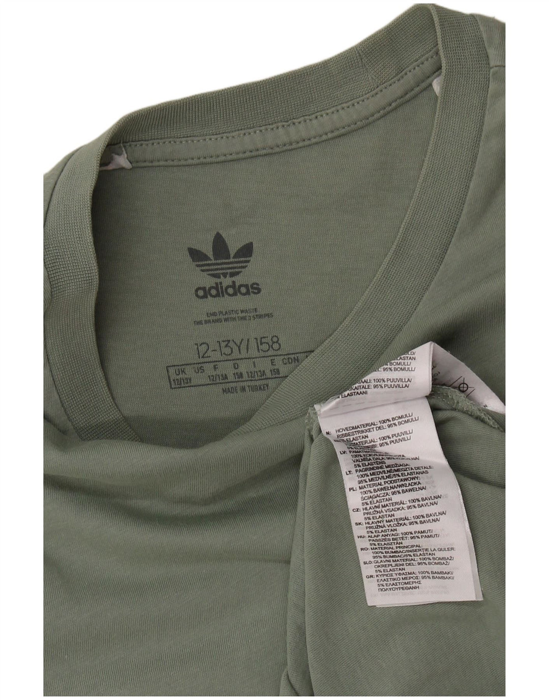 Adidas Boys T-Shirt Top 12-13 Years Khaki Cotton