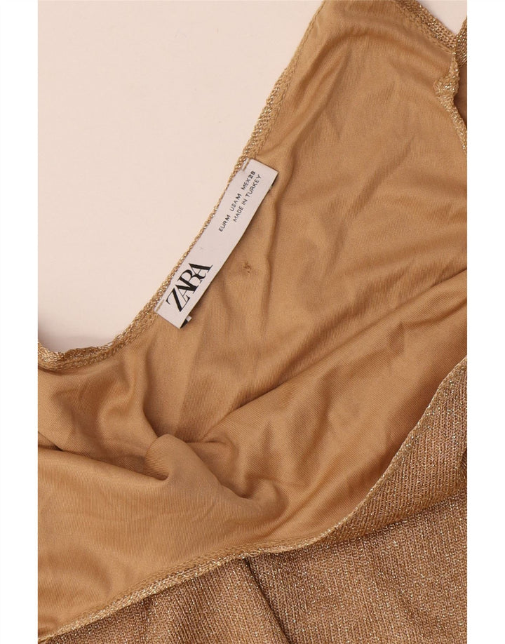 Zara Γυναικείο Slip Dress UK 12 Medium Gold Polyester