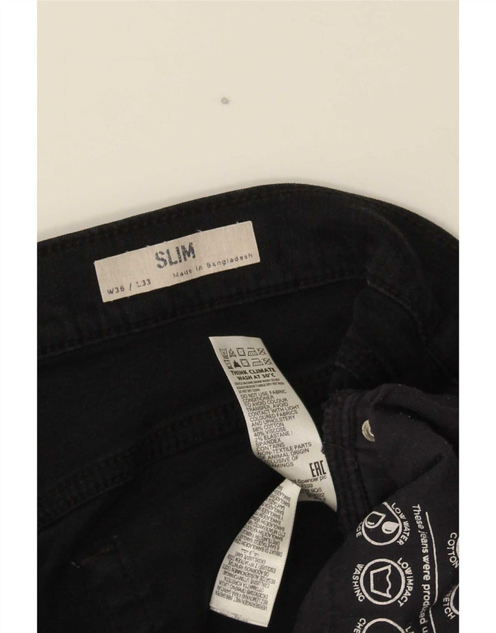 Marks & Spencer Ανδρικό Slim Jeans W36 L33 Μαύρο βαμβακερό