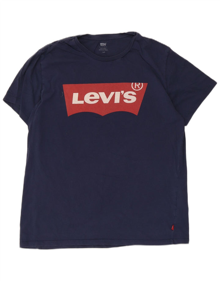 Ανδρικό γραφικό T-Shirt Levi's Top Large Navy Blue από βαμβάκι