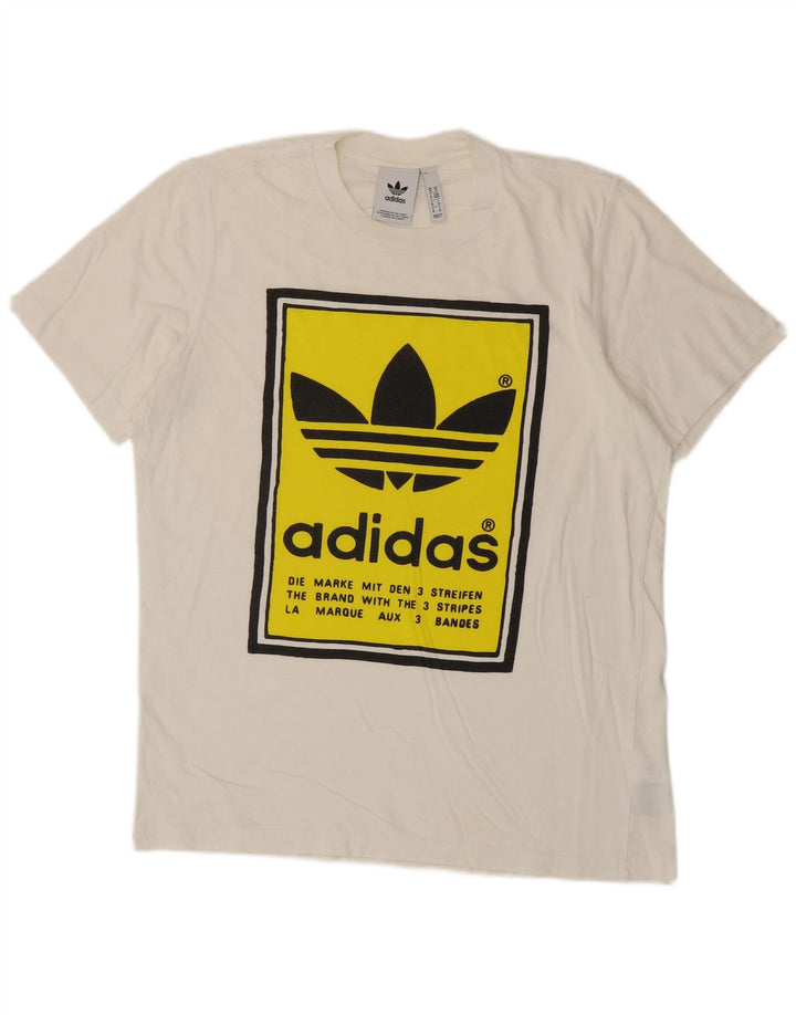 Ανδρικό γραφικό μπλουζάκι ADIDAS Τοπ μεσαίο λευκό βαμβακερό