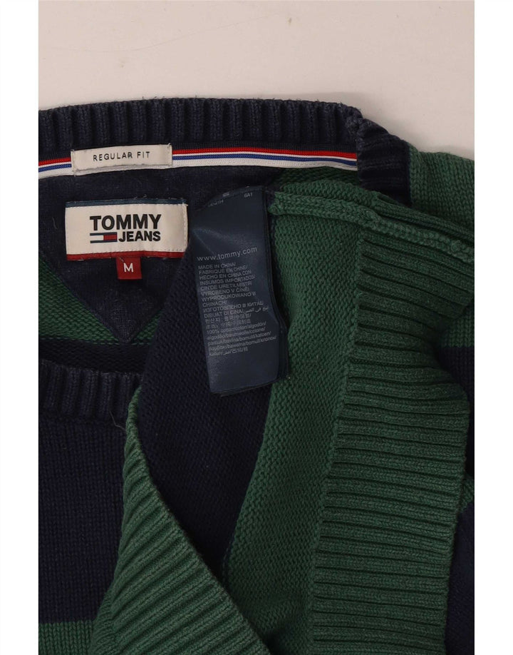 Ανδρικό πουλόβερ με λαιμόκοψη Tommy Hilfiger με μεσαίο πράσινο ριγέ