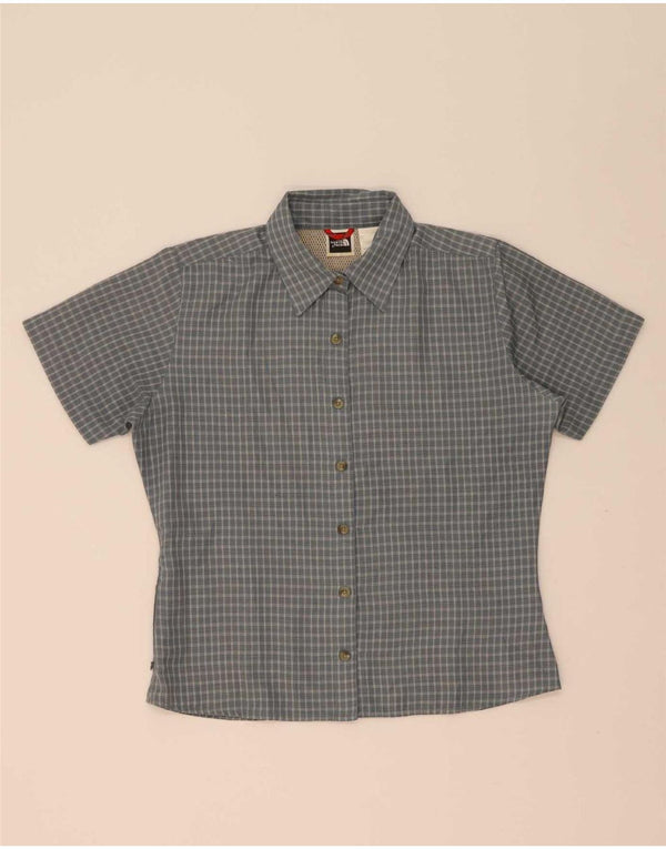 The North Face γυναικείο κοντομάνικο πουκάμισο UK 14 Medium Grey Check Polyester