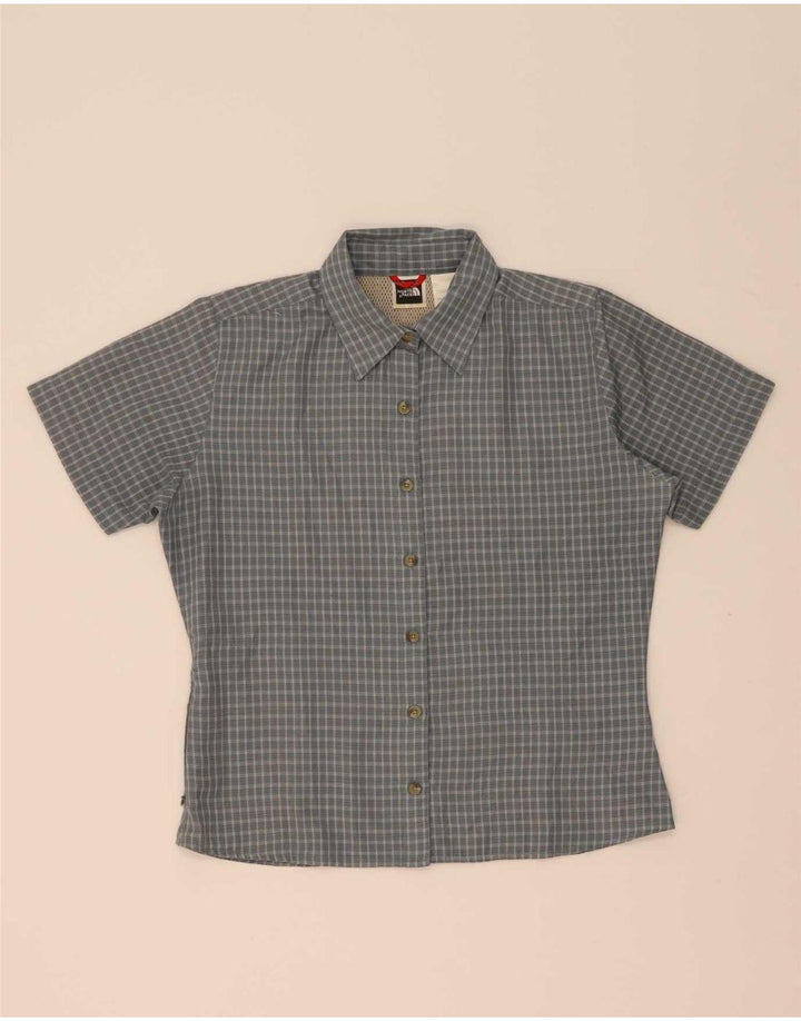 The North Face γυναικείο κοντομάνικο πουκάμισο UK 14 Medium Grey Check Polyester