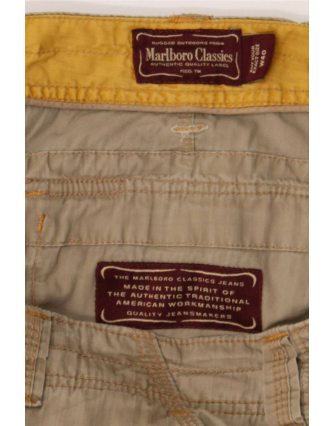 Marlboro Classics Ανδρικό σορτς Cargo με κανονική εφαρμογή W40 XL Χακί βαμβακερό
