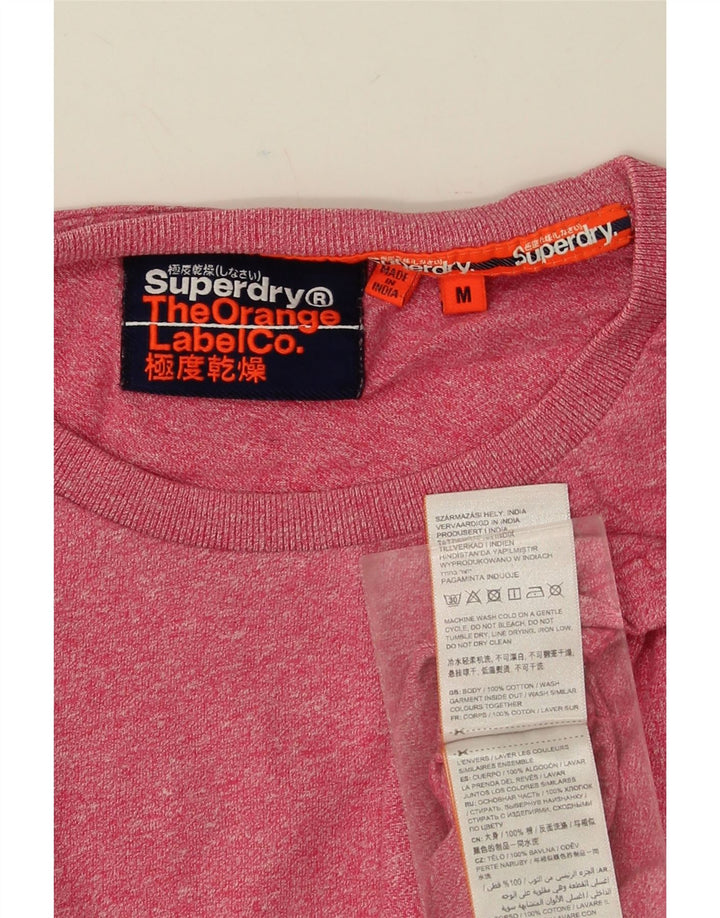 SUPERDRY Mens T-Shirt Top Medium Pink Flecked Cotton