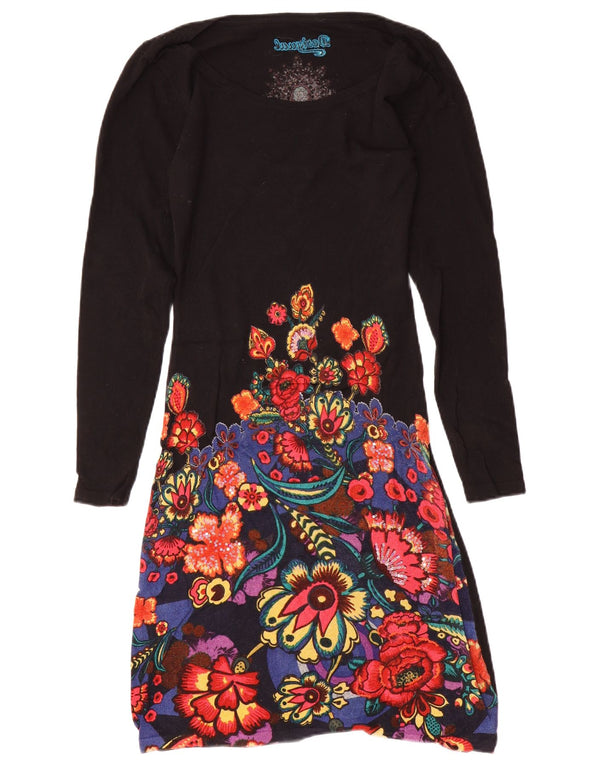 Desigual Γυναικείο μακρυμάνικο φόρεμα UK 12 Medium Black Floral