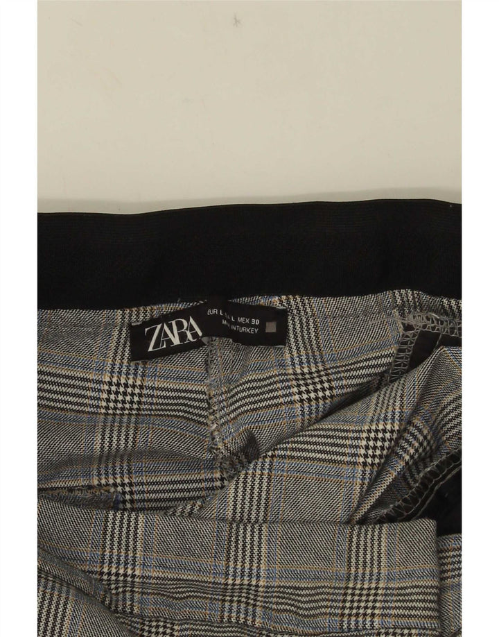 Zara Γυναικείο Slim Cropped Παντελόνι Μεγάλο W30 L25 Γκρι Καρό